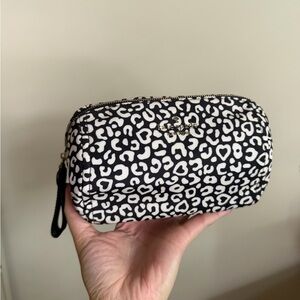 Black and White Leopard Print Cosmetic Bag